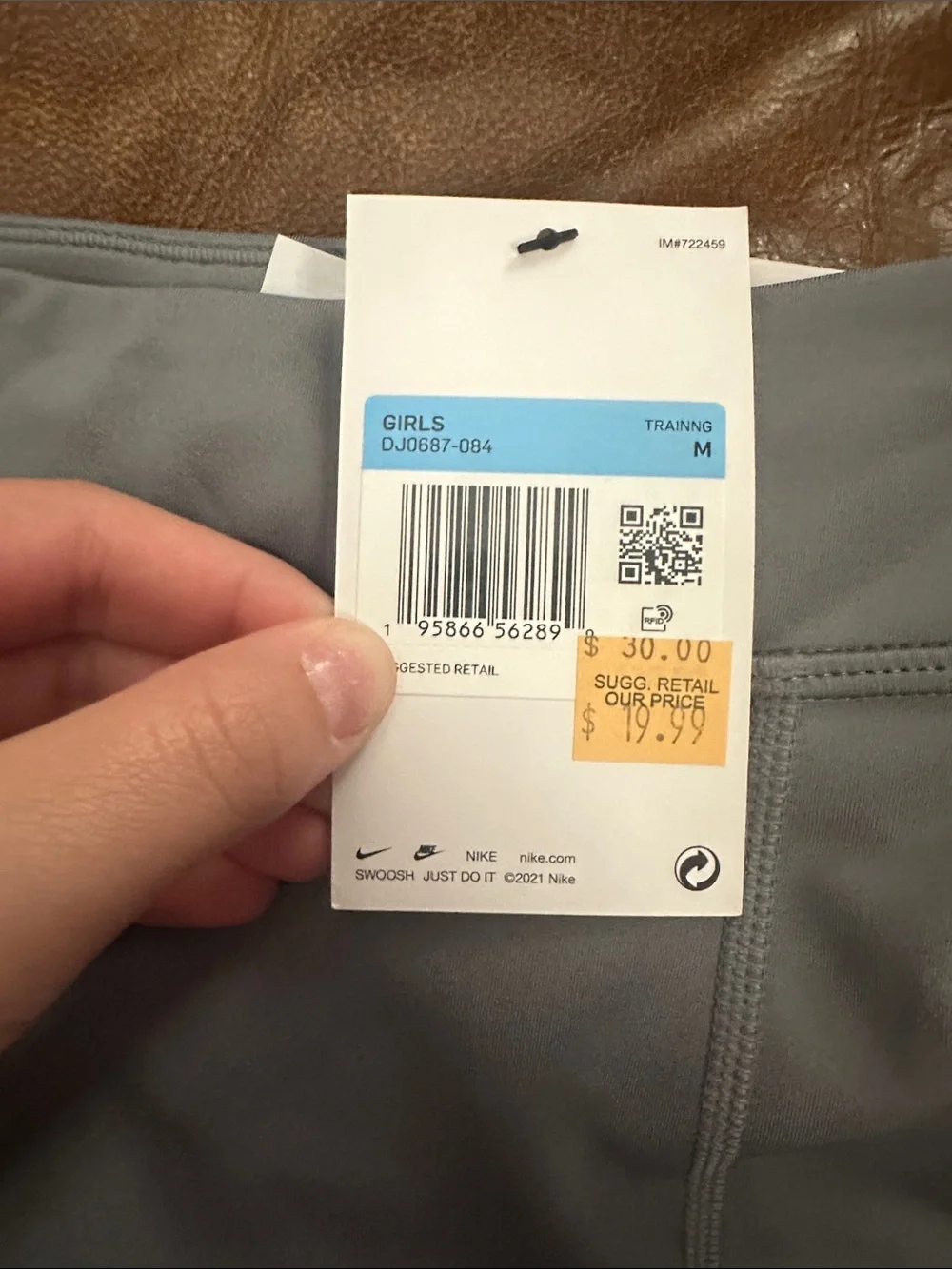 Nike Girls' Gray, White & Pink Colorblock Leggings